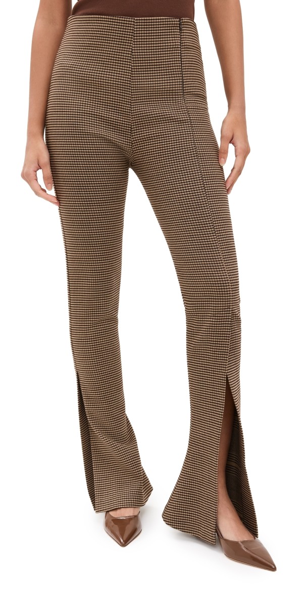 A. W.A. K.E. MODE Fitted Pants With Side And Frontal Slits Gingham