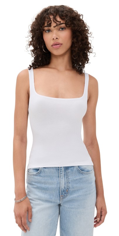 LNA Scoop Ribbed Tank White