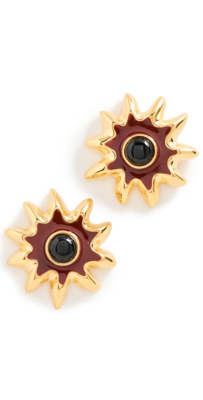 Lizzie Fortunato Helios Stud Earrings In Burgundy Burgundy