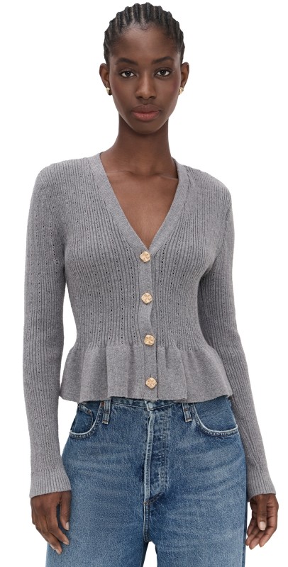 Generation Love Lirio Pointelle Cardigan Charcoal