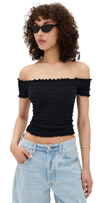 Free People Pucker Up Seamless Tee Black