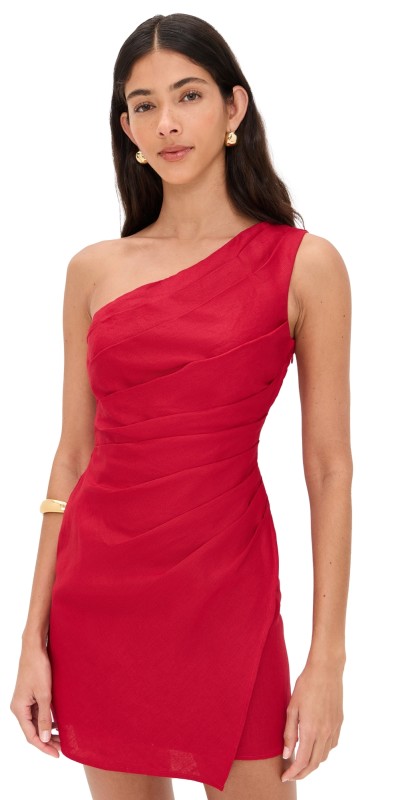 Reformation Ciro Linen Dress Lipstick
