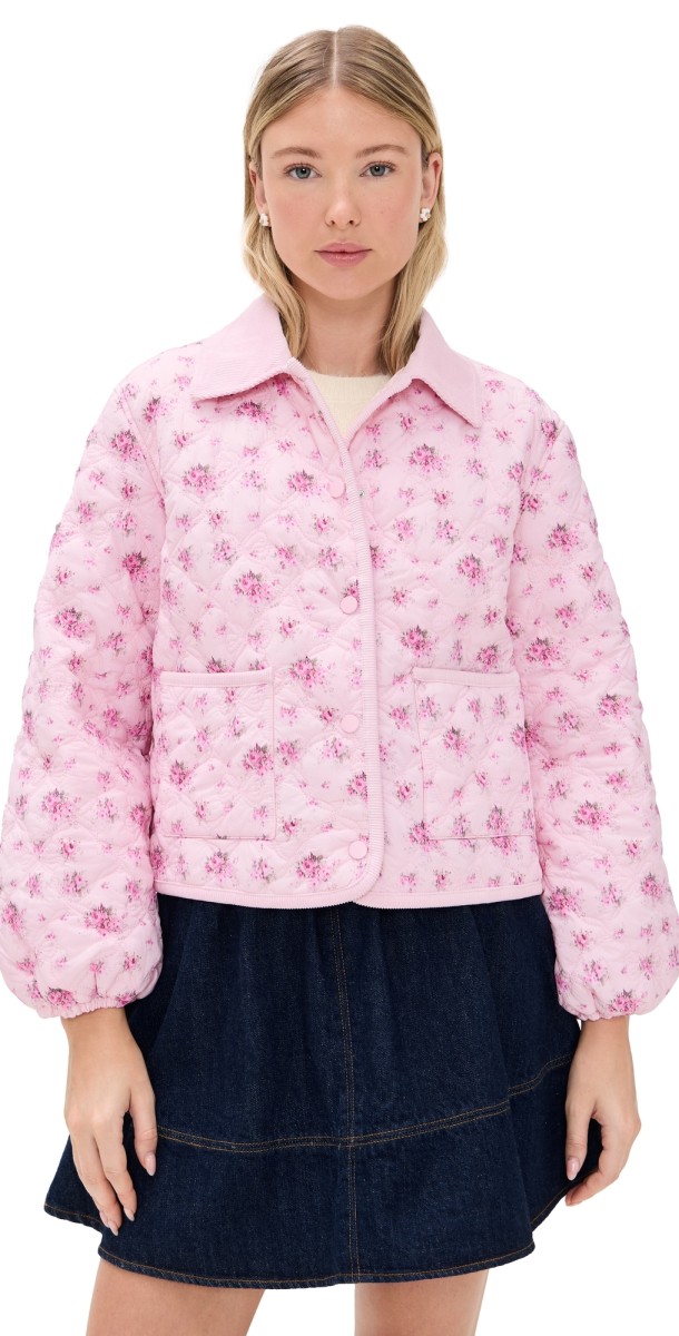 LoveShackFancy Quinlette Jacket Raspberry Fields
