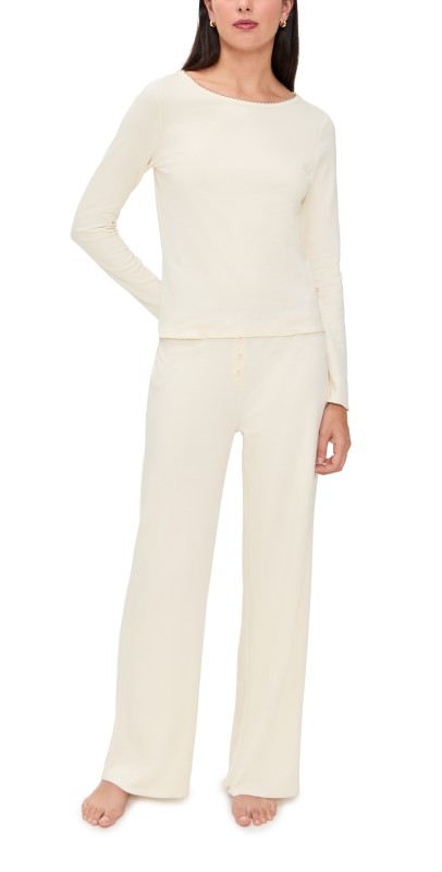 Cozyland by Morgan Lane Ellie Pajama Set Ivory