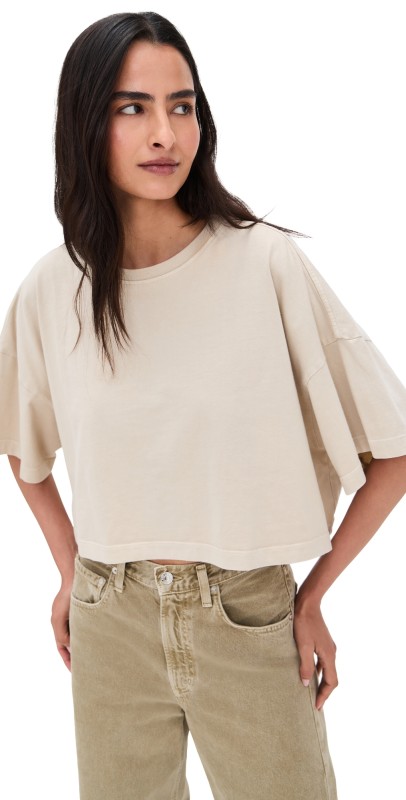 AGOLDE Arli Oversized Cropped Tee Brown Rice