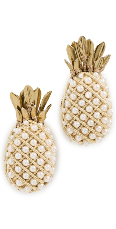 Deepa Gurnani Pineapple Earrings Gold