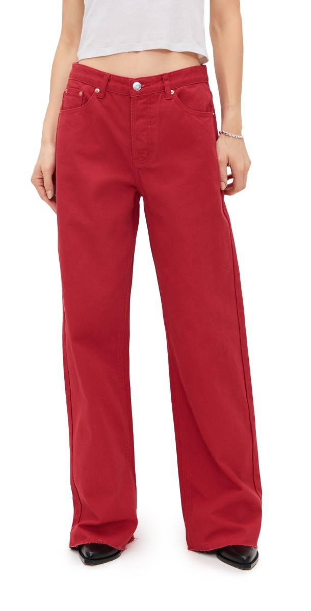 PARKE Low Rise Baggy Jeans Washed Red