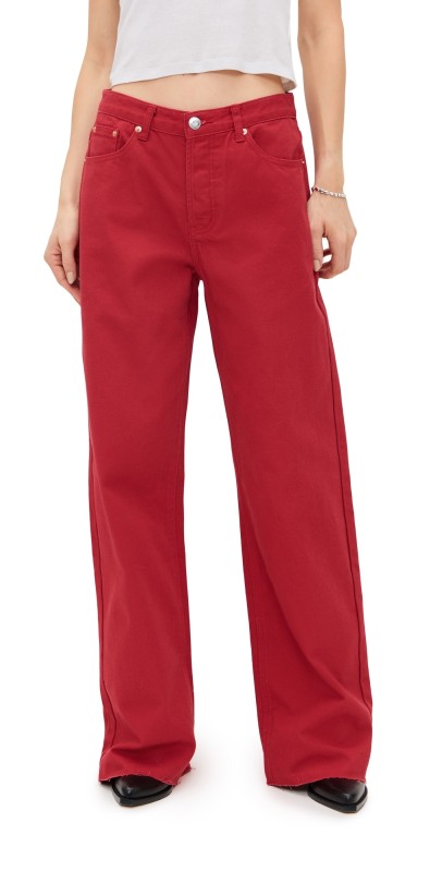 PARKE Low Rise Baggy Jeans Washed Red