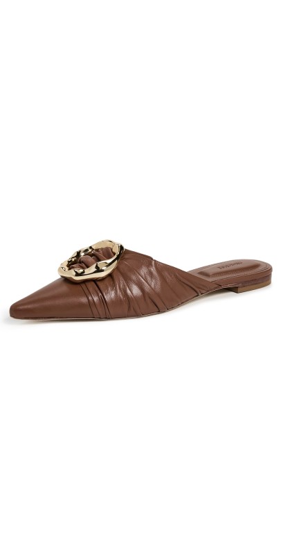 SIMKHAI Belle Leather Pointed Toe Mules Sable
