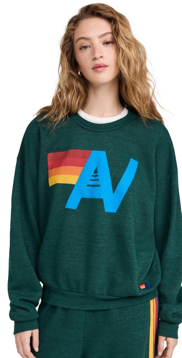 Aviator Nation Logo Crew Sweatshirt Forest