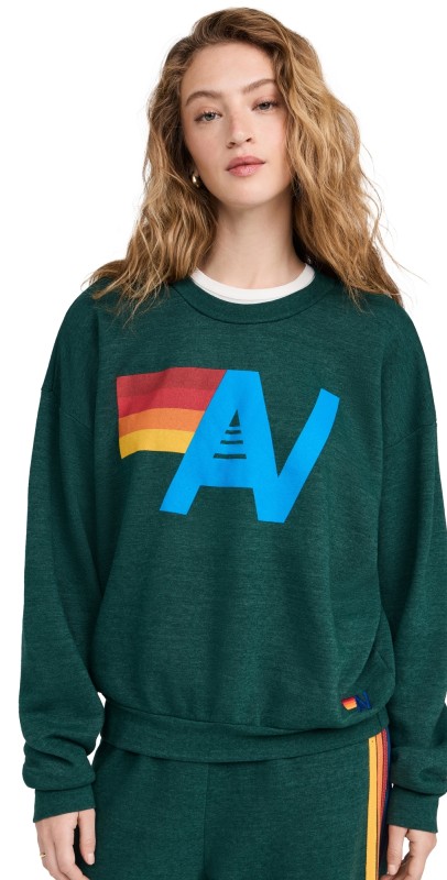 Aviator Nation Logo Crew Sweatshirt Forest
