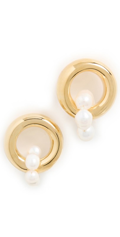 MAYAMAR Bold Gold and Pearl Earrings Gold