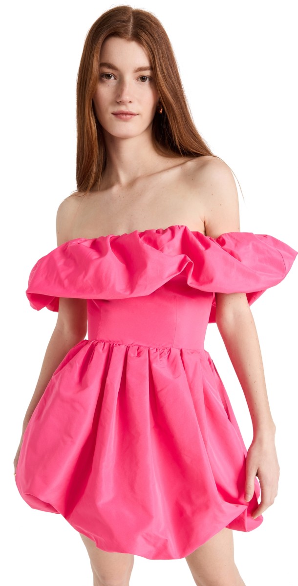 MSGM Off Shoulder Dress Hot Pink