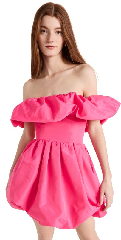 MSGM Off Shoulder Dress Hot Pink