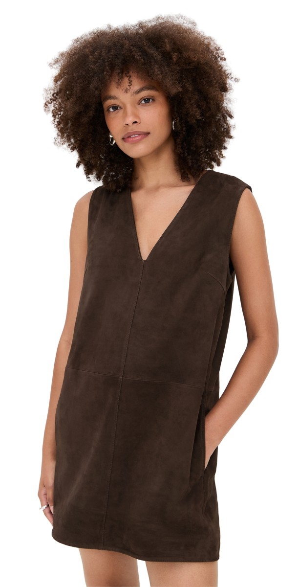 SIMONMILLER Fountain Suede Mini Dress Choco Brown