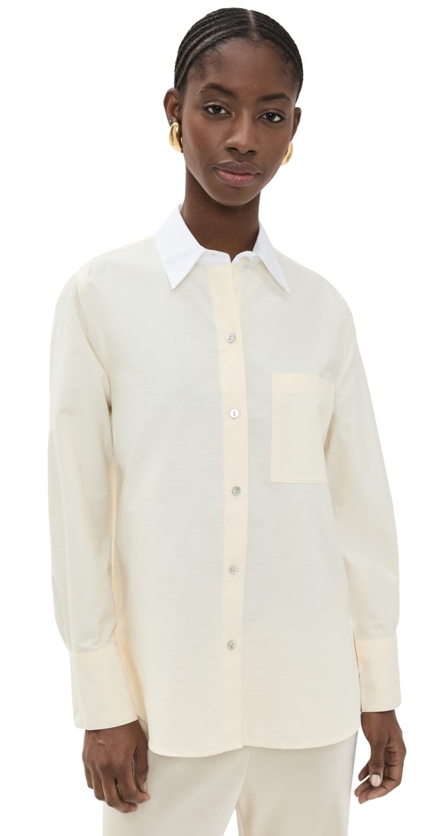 Vince Oxford Shirt With Contrast Collar Butter