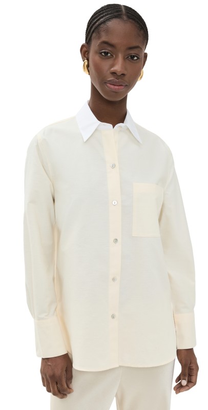 Vince Oxford Shirt With Contrast Collar Butter