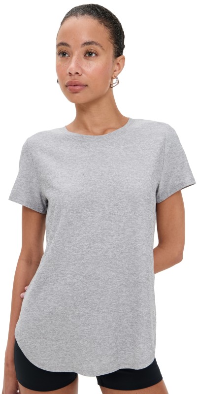 Beyond Yoga Featherweight On the Down Low Tee Silver Mist