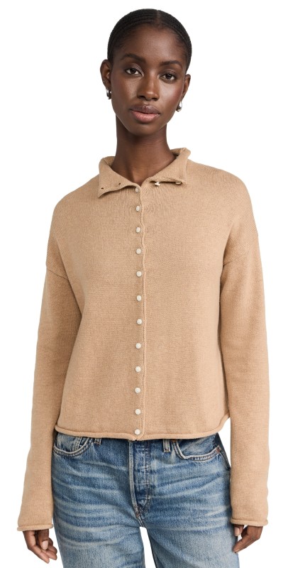 Alex Mill Taylor Rollneck Cardigan Camel