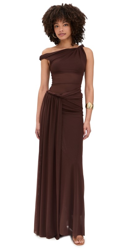 MISHA The Sisal Mesh Maxi Dress Chocolate