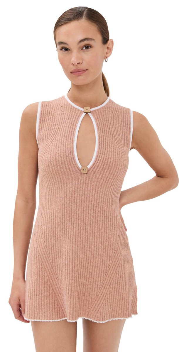 JoosTricot Knit Mini Dress Fudge/White