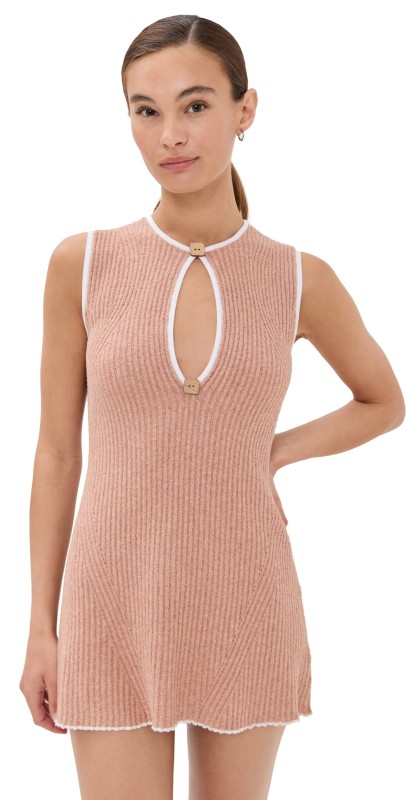 JoosTricot Knit Mini Dress Fudge/White