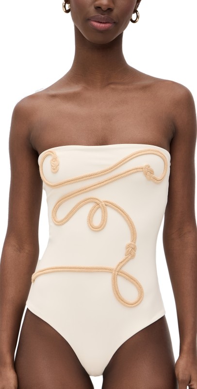 Johanna Ortiz Palmy Texture One Piece Ecru