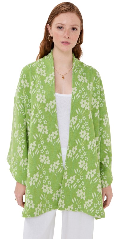 La Vie Style House Green Floral Woven Mini Duster Gr