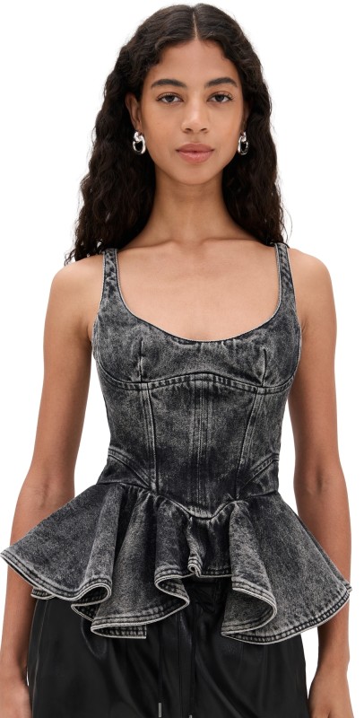 Marques'Almeida Denim Corset with Asymmetric Hem Black