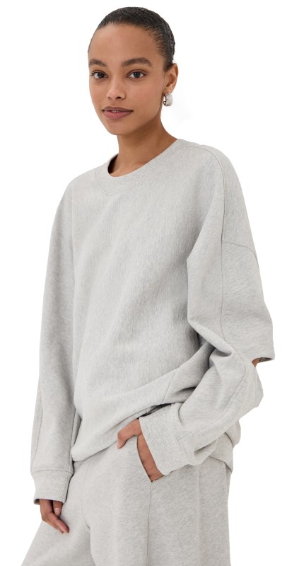 Tibi Cocoon Crewneck Sweatshirt Heather Grey