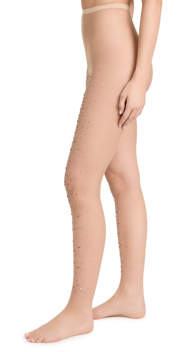 High Heel Jungle Glitter Fishnet Tights Nud