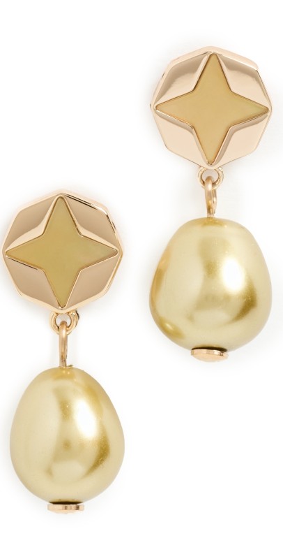 Tory Burch Pearl Drop Earrings Green/Gr