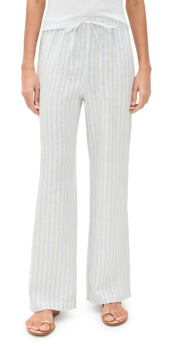 Reformation Olina Linen Pants Swan Stripe