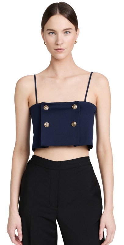 Rosie Assoulin Pleated Easy Bandeau Top Navy