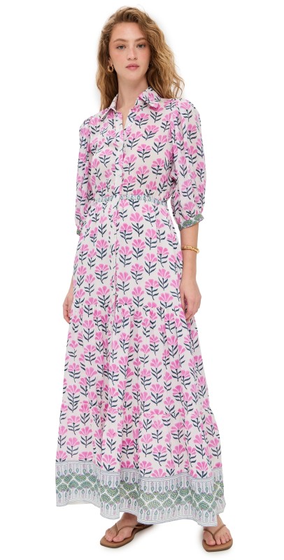 Bell Blair Maxi Dress Fuchsia Navy Flower