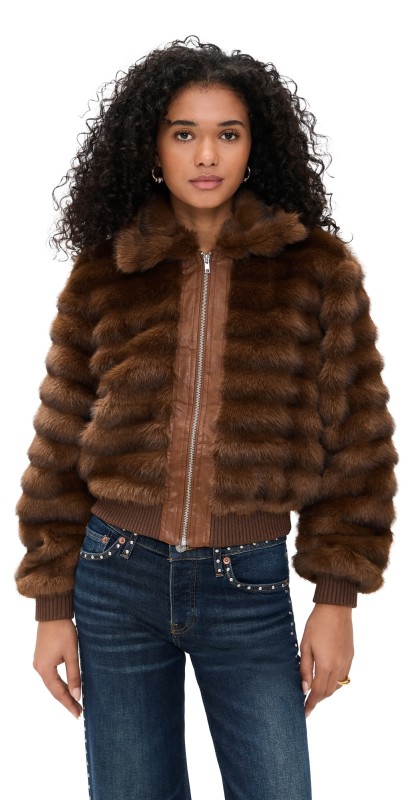 Bailey Rose Short Fur Coat Brown