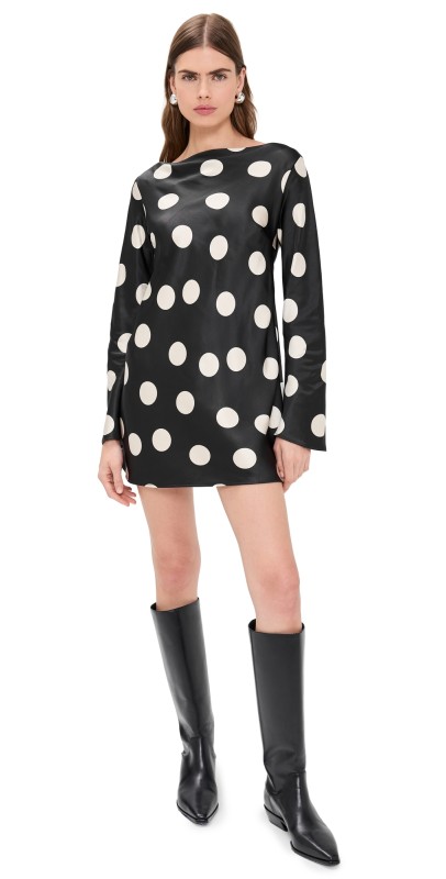 Free People Tigre Printed Mini Dress Black Combo