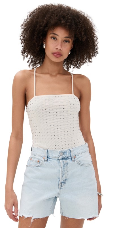 Dur Doux Madison T-Strap Bodysuit Cream Stud
