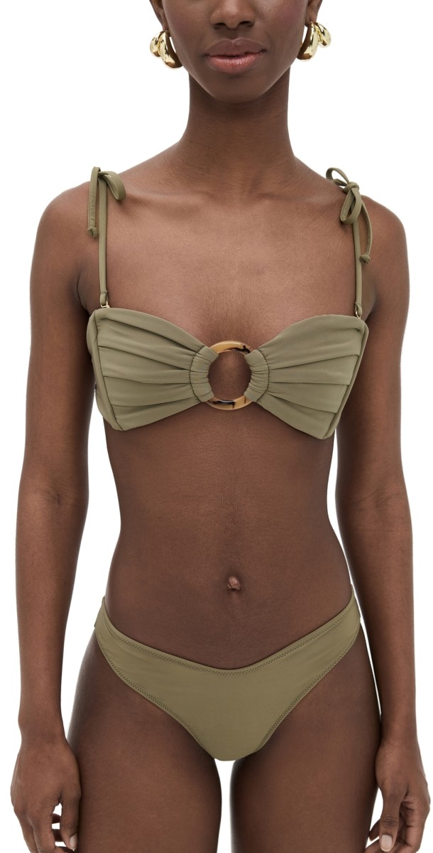 Montce Tori Ties Bandeau Bikini Top Khaki