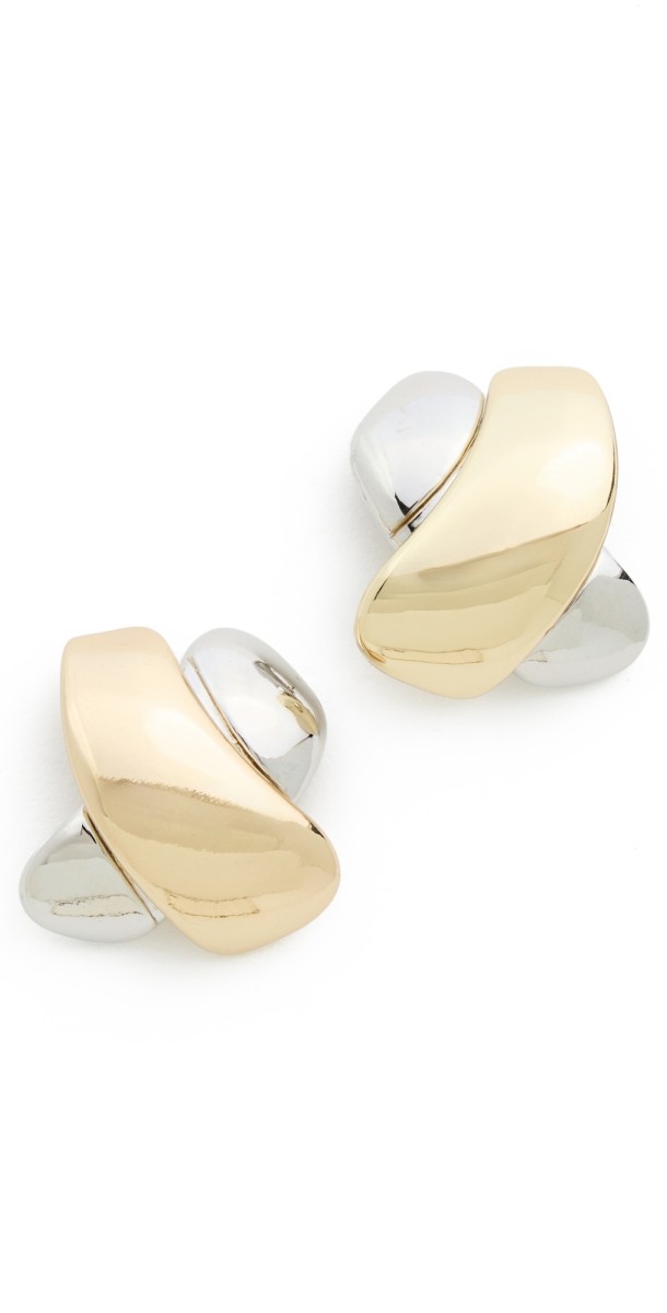 BaubleBar Crossed Mixed Metal Earrings Gold/Silver