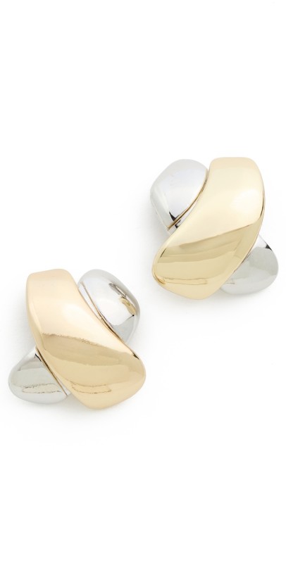 BaubleBar Crossed Mixed Metal Earrings Gold/Silver
