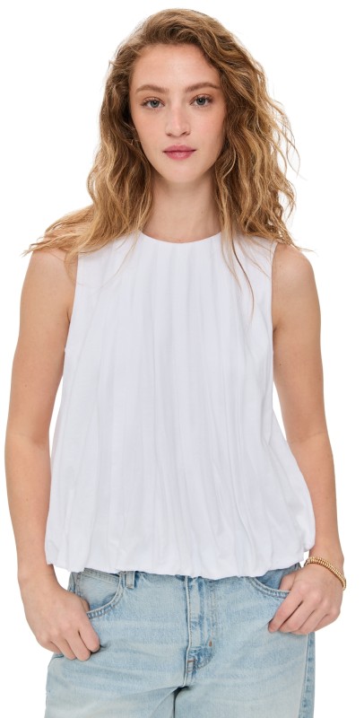 Madewell Sleeveless Crewneck Bubble Top White
