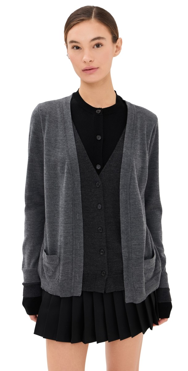 Monse Trompe L'oeil Layered Cardigan Black/Grey