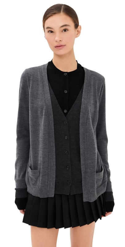 Monse Trompe L'oeil Layered Cardigan Black/Grey