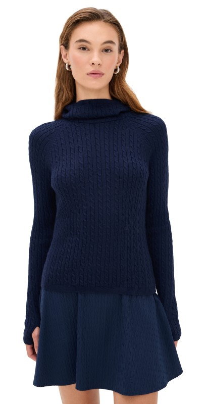 RLX Ralph Lauren Cable Knit Hooded Sweater Refined Navy