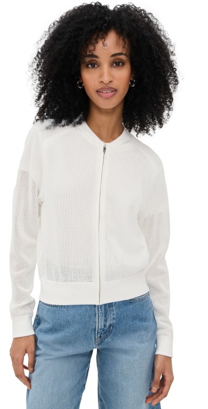 Theory Pointelle Bomber Taupe