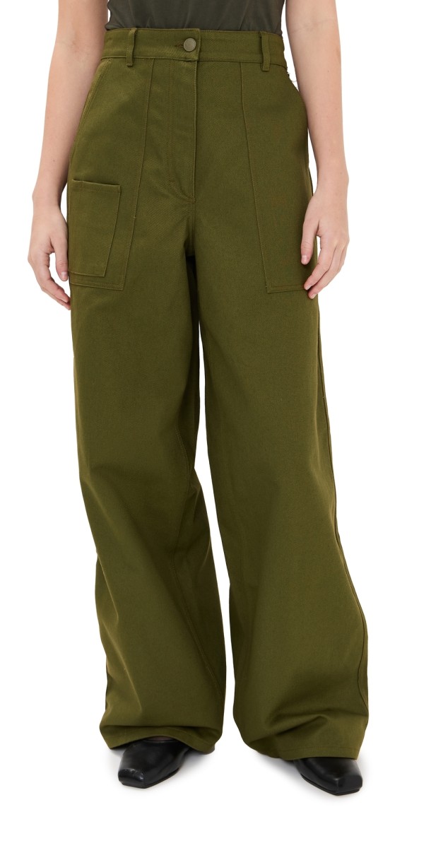 Cecilie Bahnsen Anita Denim Trousers Olive Green