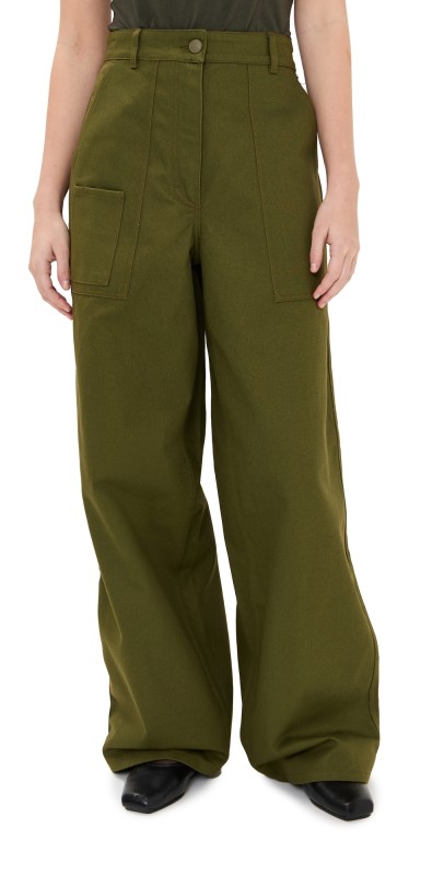 Cecilie Bahnsen Anita Denim Trousers Olive Green