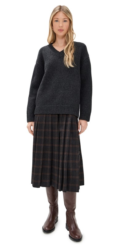 Sea Monroe Wool Plaid Combo Sweater Dress Multi
