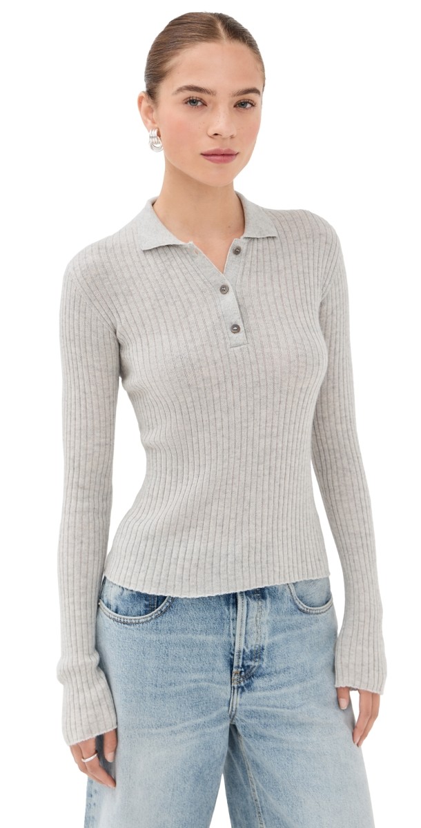The Elder Statesman Silky Cashmere Polo Grey